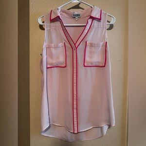 Express Light Pink Sleeveless Blouse with Dark Pink Trim